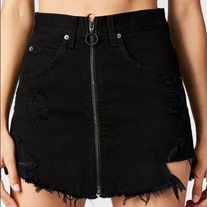 CARMAR Black Beatrice Zip Denim Skirt